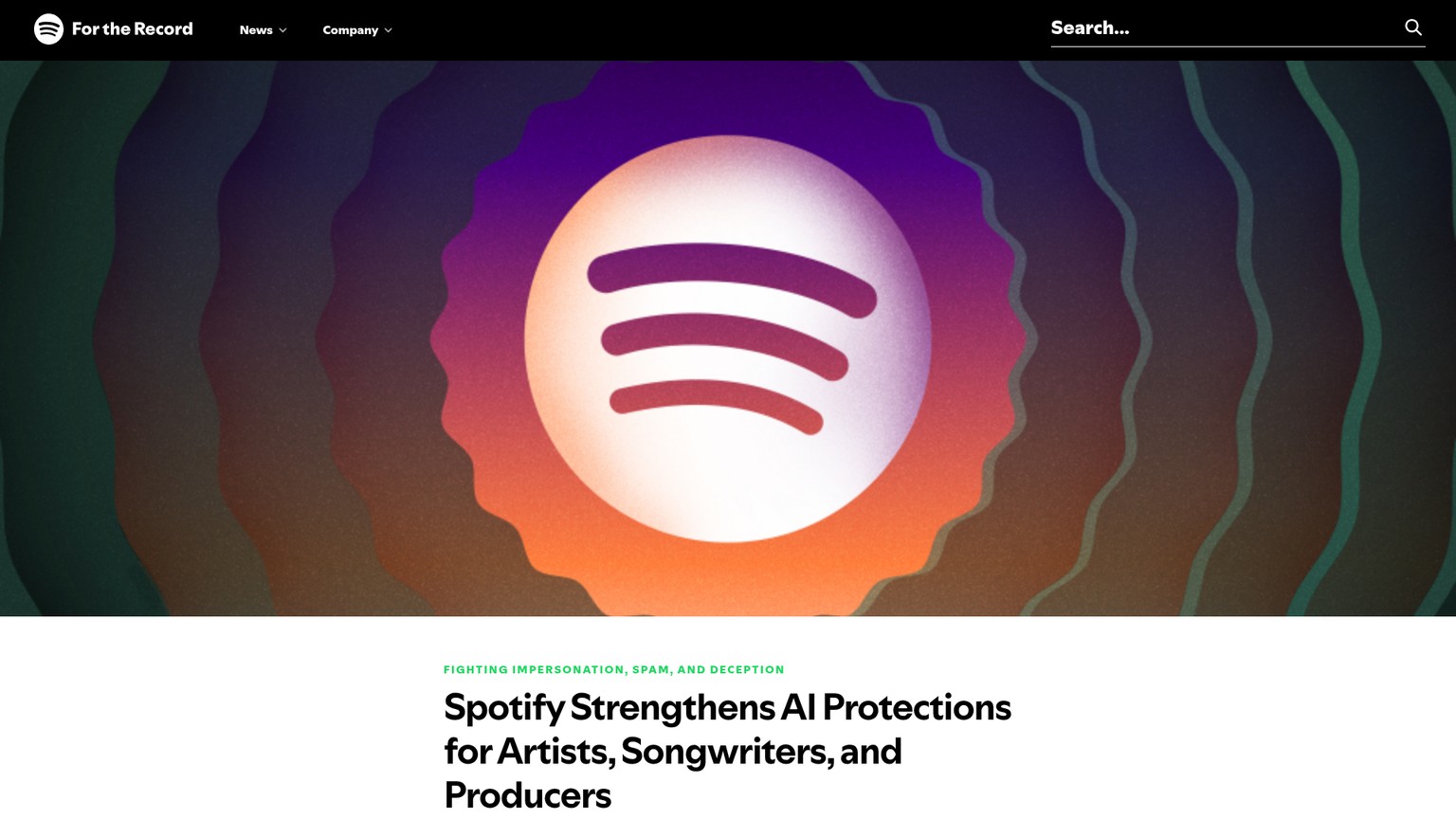 Spotify policy page describing mass uploads, duplicates, SEO hacks, and other music spam