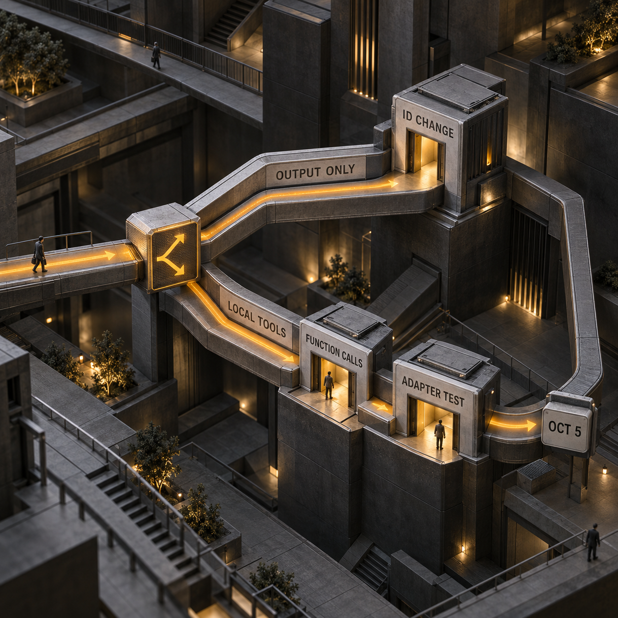 Architektonisches Entscheidungsmodell: Antigravity-Jobs, die nur die Ausgabe nutzen, folgen dem Pfad für die Agent-ID; lokale Tools und Nutzer von Funktionsaufrufen durchlaufen vor dem Stichtag am 5. Oktober den Pfad für Adaptertests
