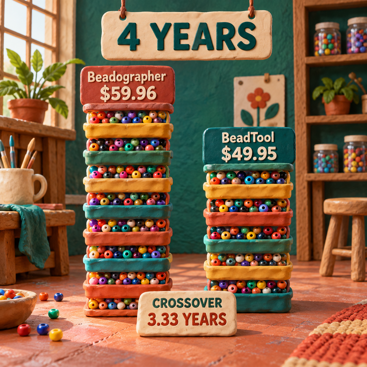 Four-year cumulative price chart for Beadographer and BeadTool