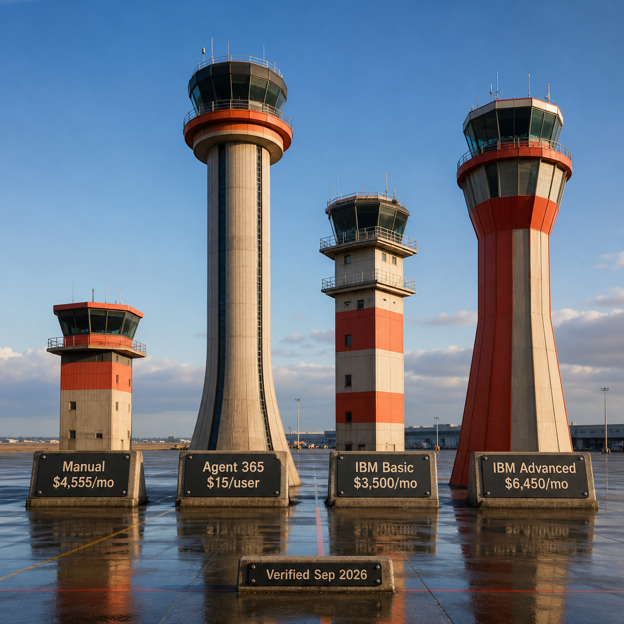 Cost comparison of manual review, Microsoft Agent 365, and IBM governance tiers