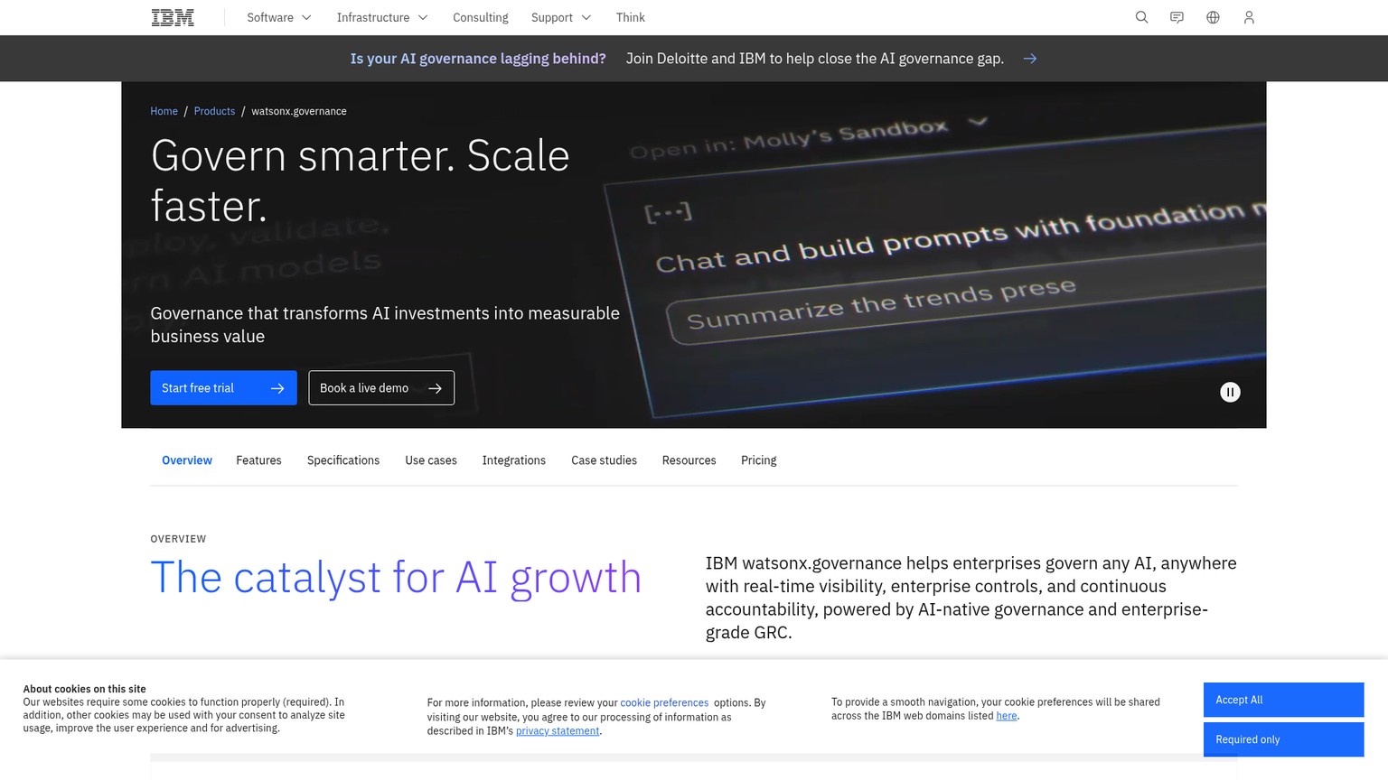 IBM watsonx.governance product page