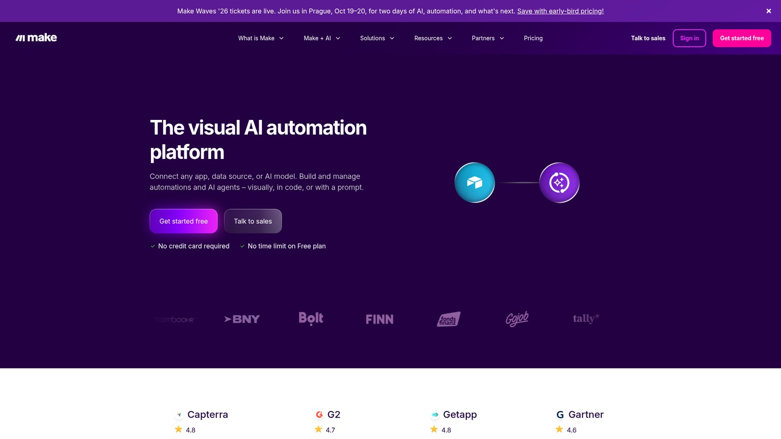 Make visual automation platform website