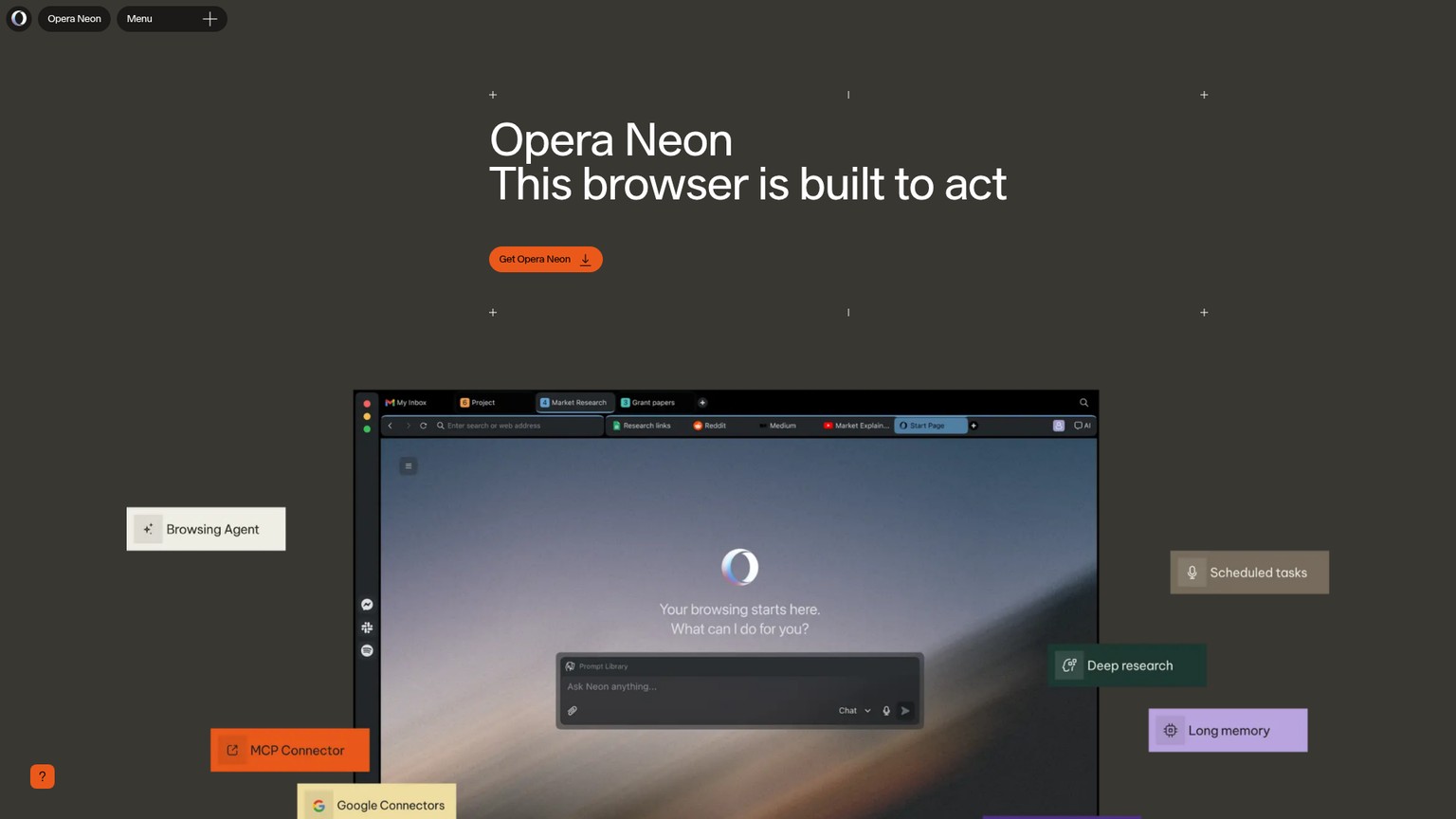 Opera Neon agentic browser
