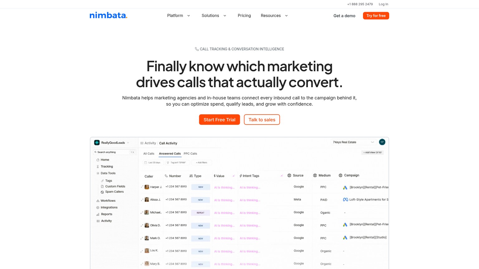 Nimbata homepage screenshot