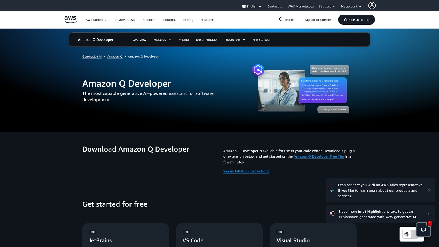 Amazon Q Developer screenshot
