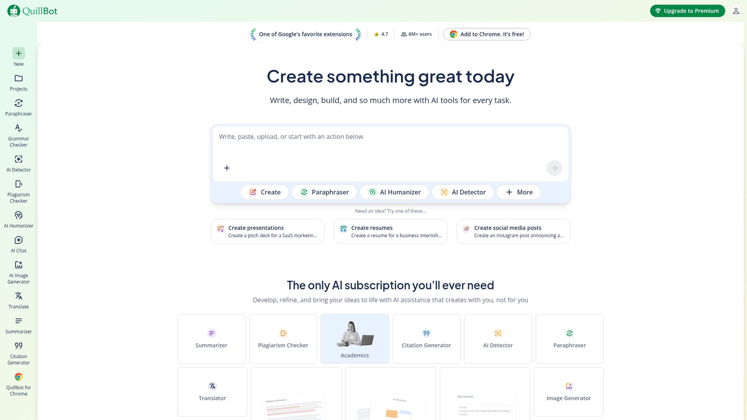 QuillBot homepage screenshot