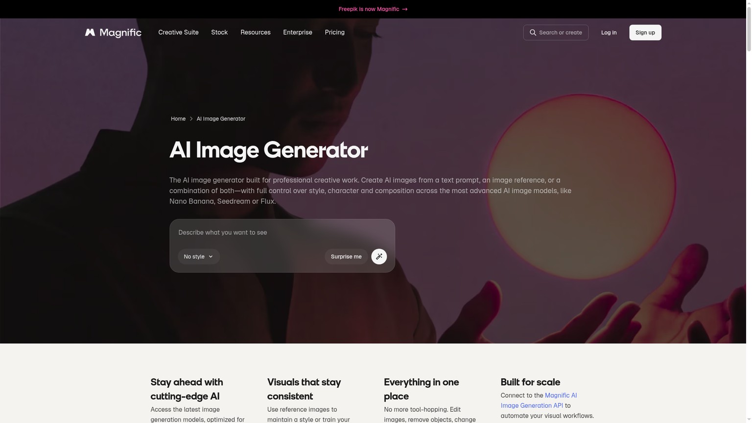 Freepik AI image generator screenshot