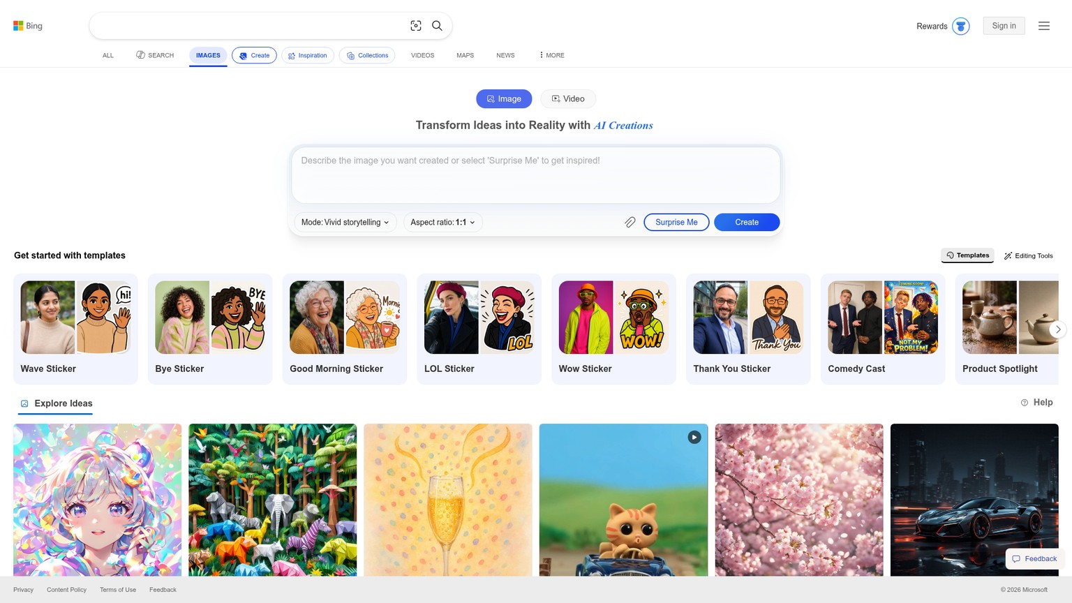 Microsoft Image Creator screenshot