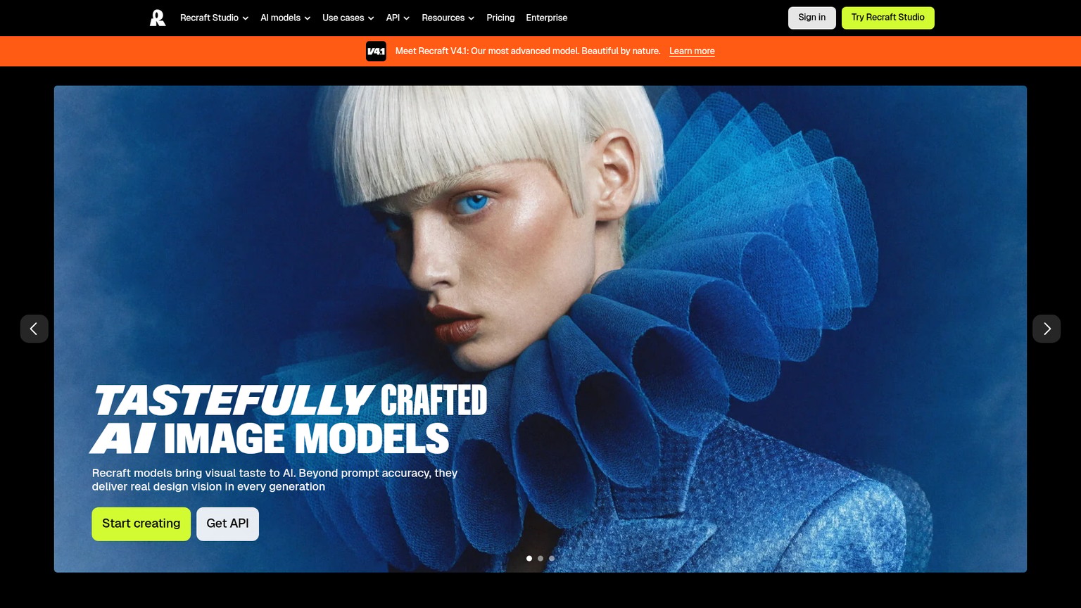 Recraft homepage screenshot