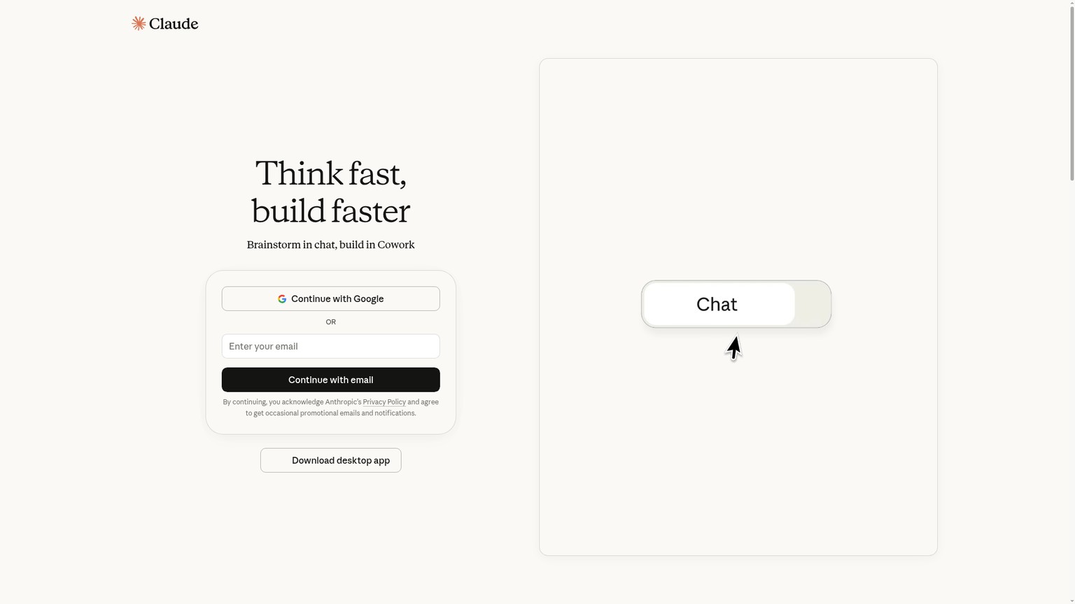 Claude web app interface