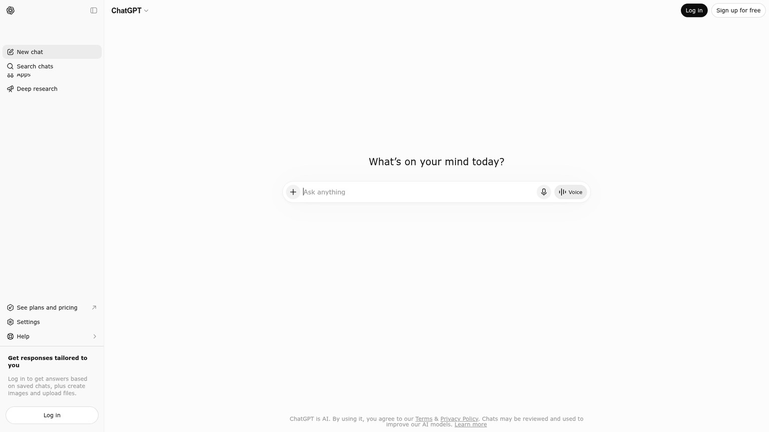 ChatGPT interface