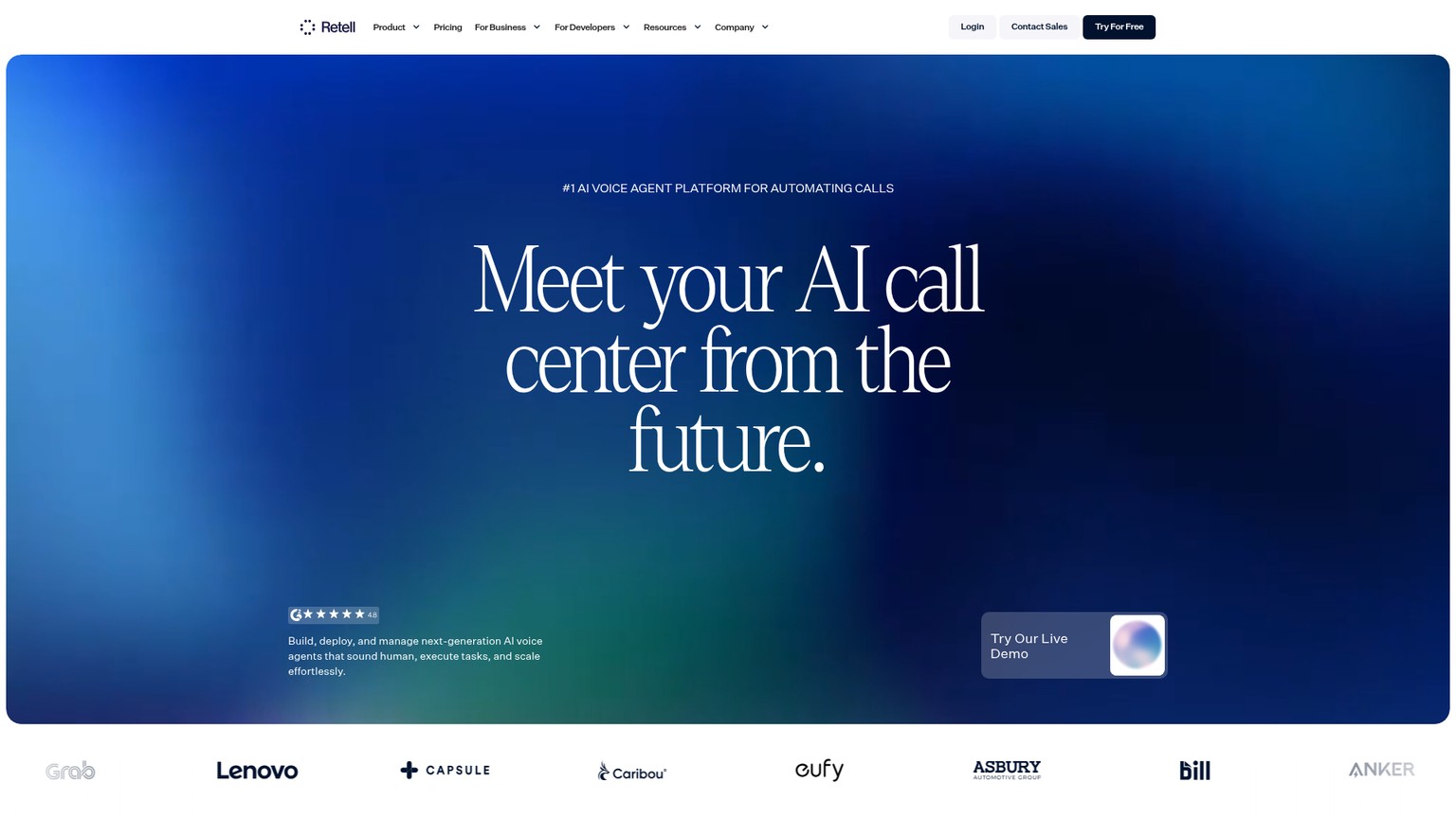 Retell AI voice platform pricing screenshot