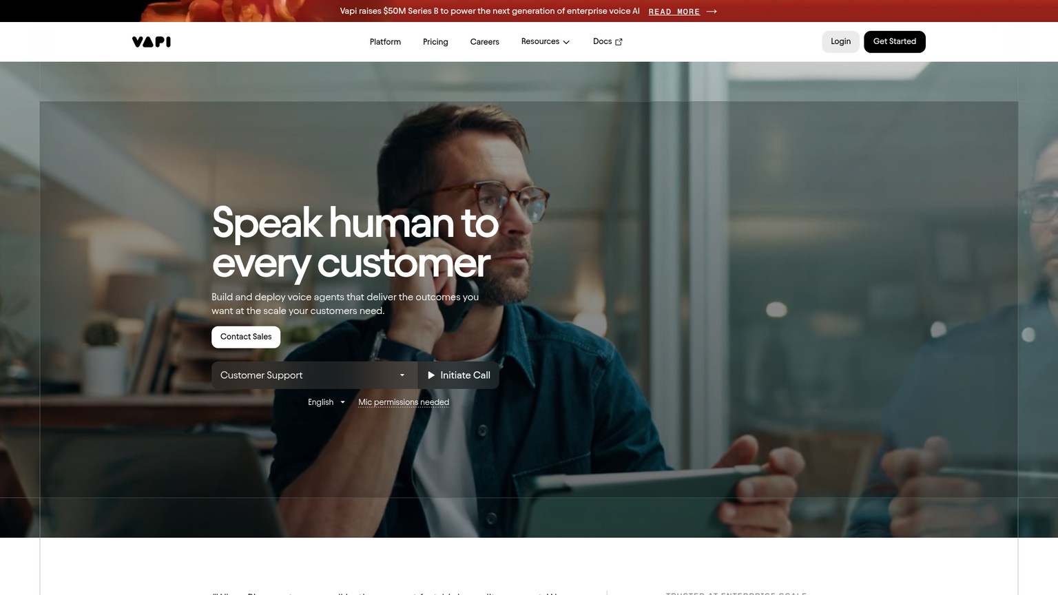Vapi voice AI platform pricing screenshot