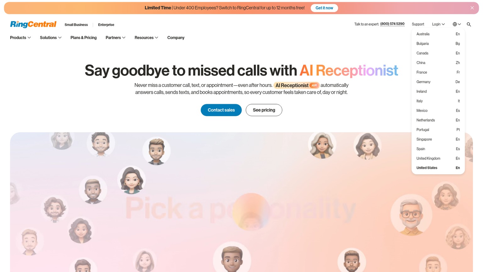 RingCentral AI Receptionist screenshot