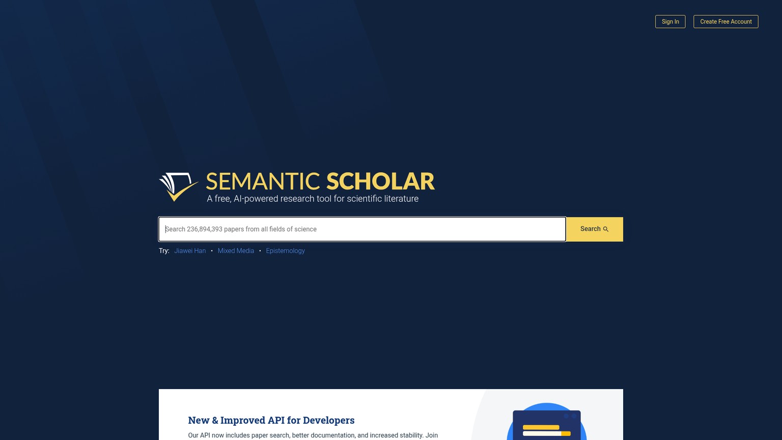 Semantic Scholar academic search interface