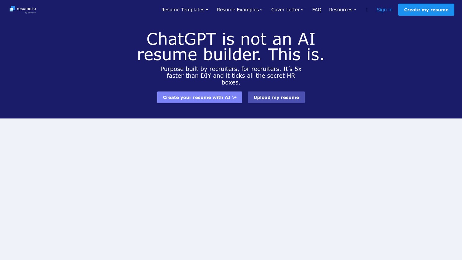 Resume.io AI resume builder with scoring and keyword suggestions