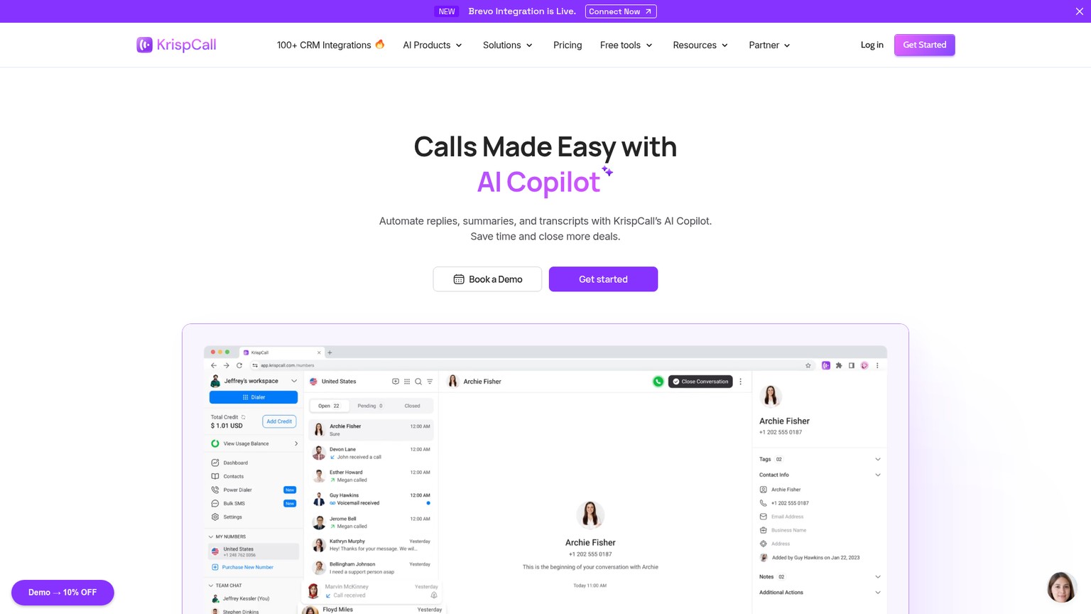 KrispCall AI Copilot for phone-call transcription and summaries