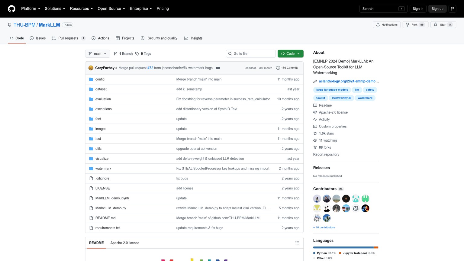 MarkLLM open-source repository and documentation