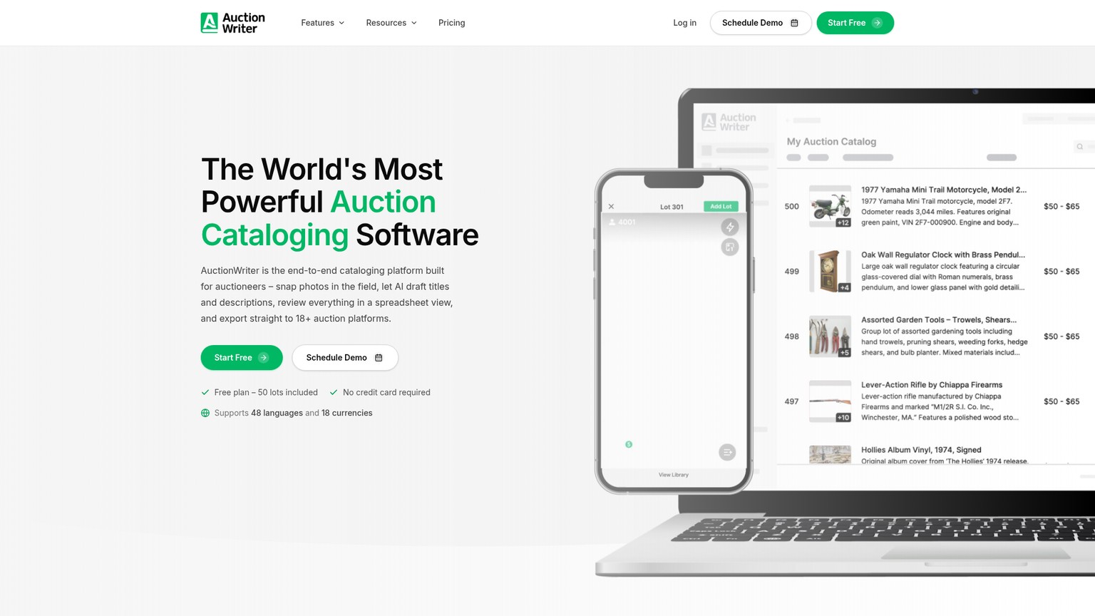 AuctionWriter auction cataloging software homepage