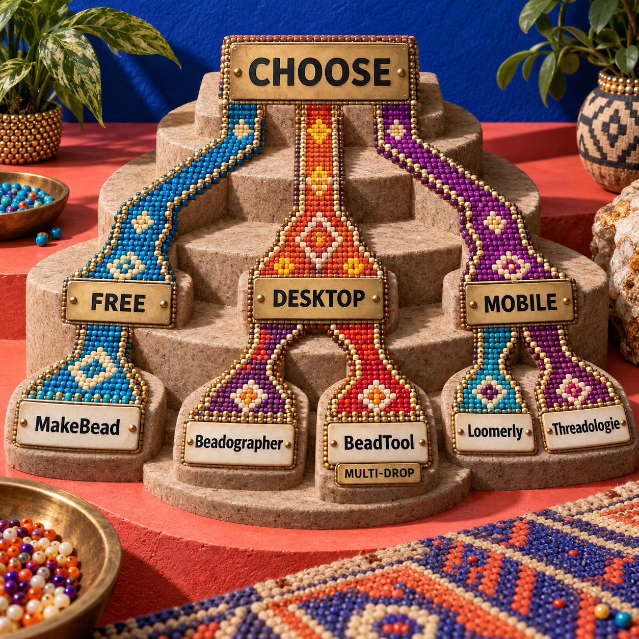 Decision flow routing free, desktop, and mobile peyote pattern work to the right tool