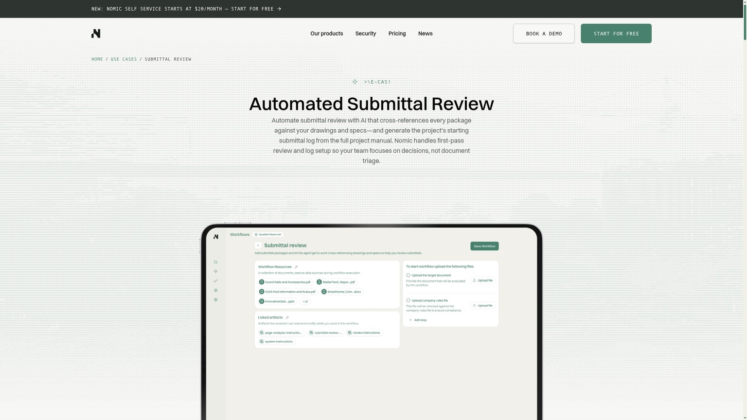 Nomic automated submittal review workflow