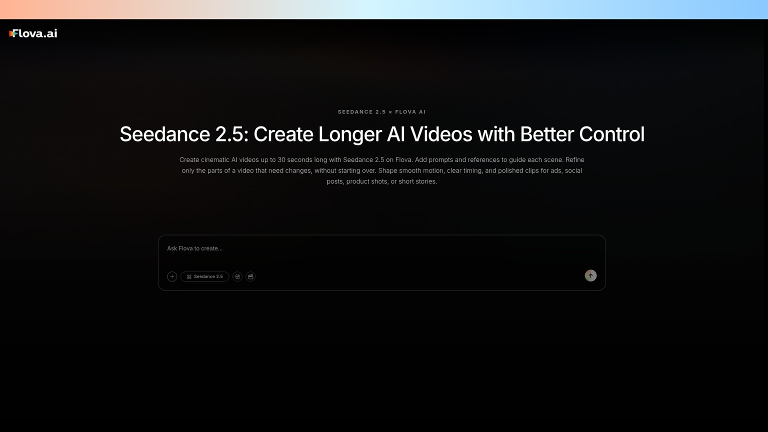 Flova Seedance 2.5 video platform page