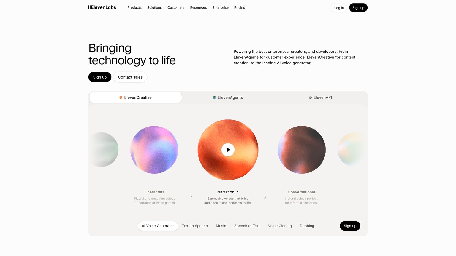ElevenLabs AI voice and dubbing platform