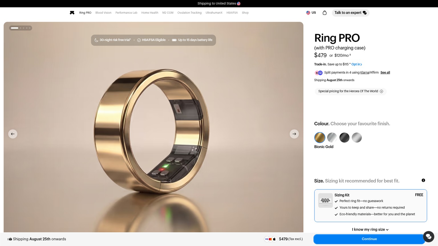 Ultrahuman Ring PRO preorder, price, and feature page