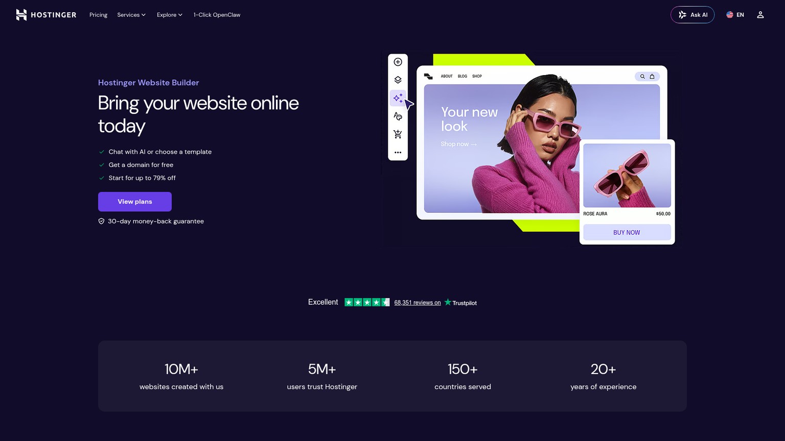 Hostinger website builder pricing