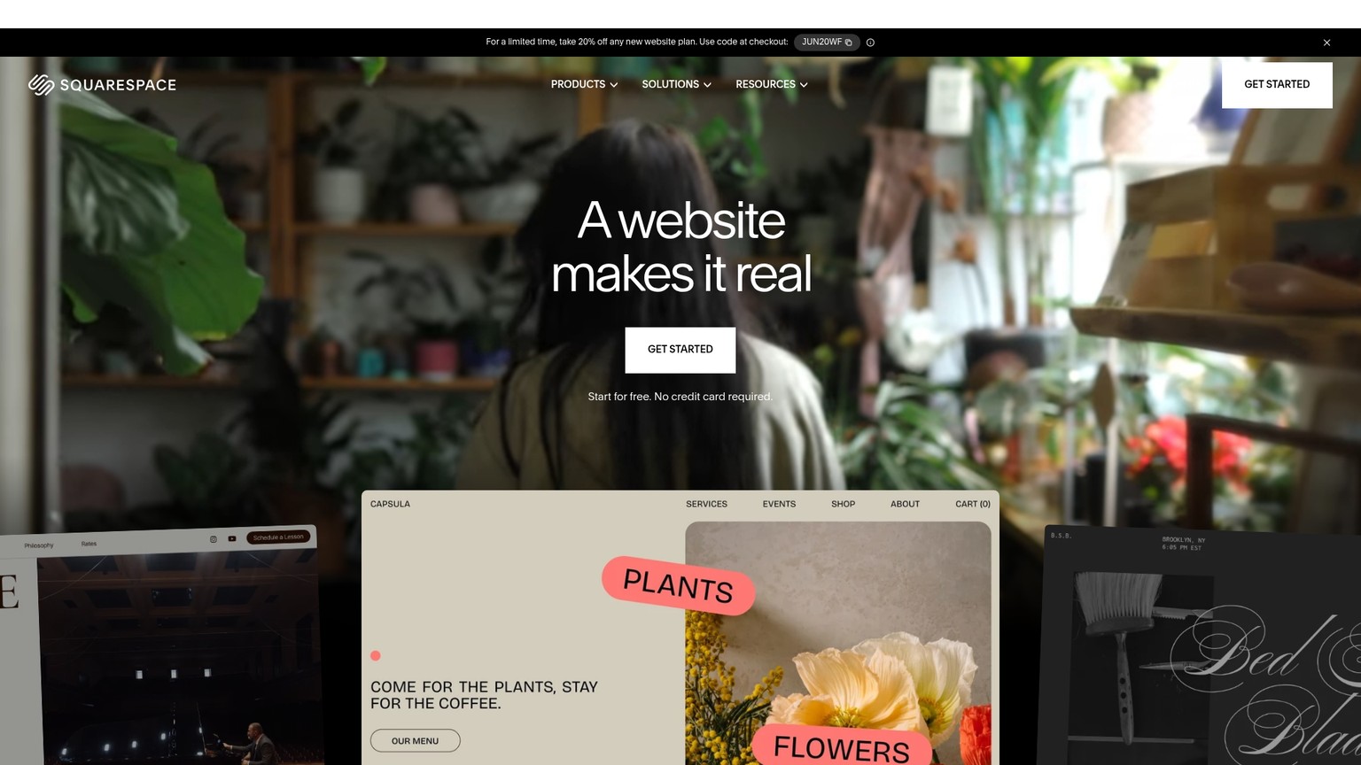 Squarespace homepage