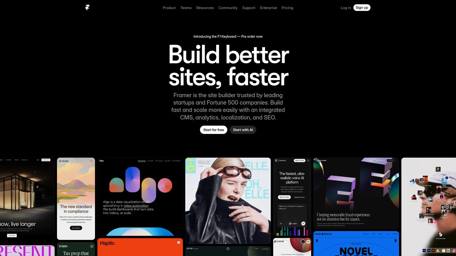 Framer homepage