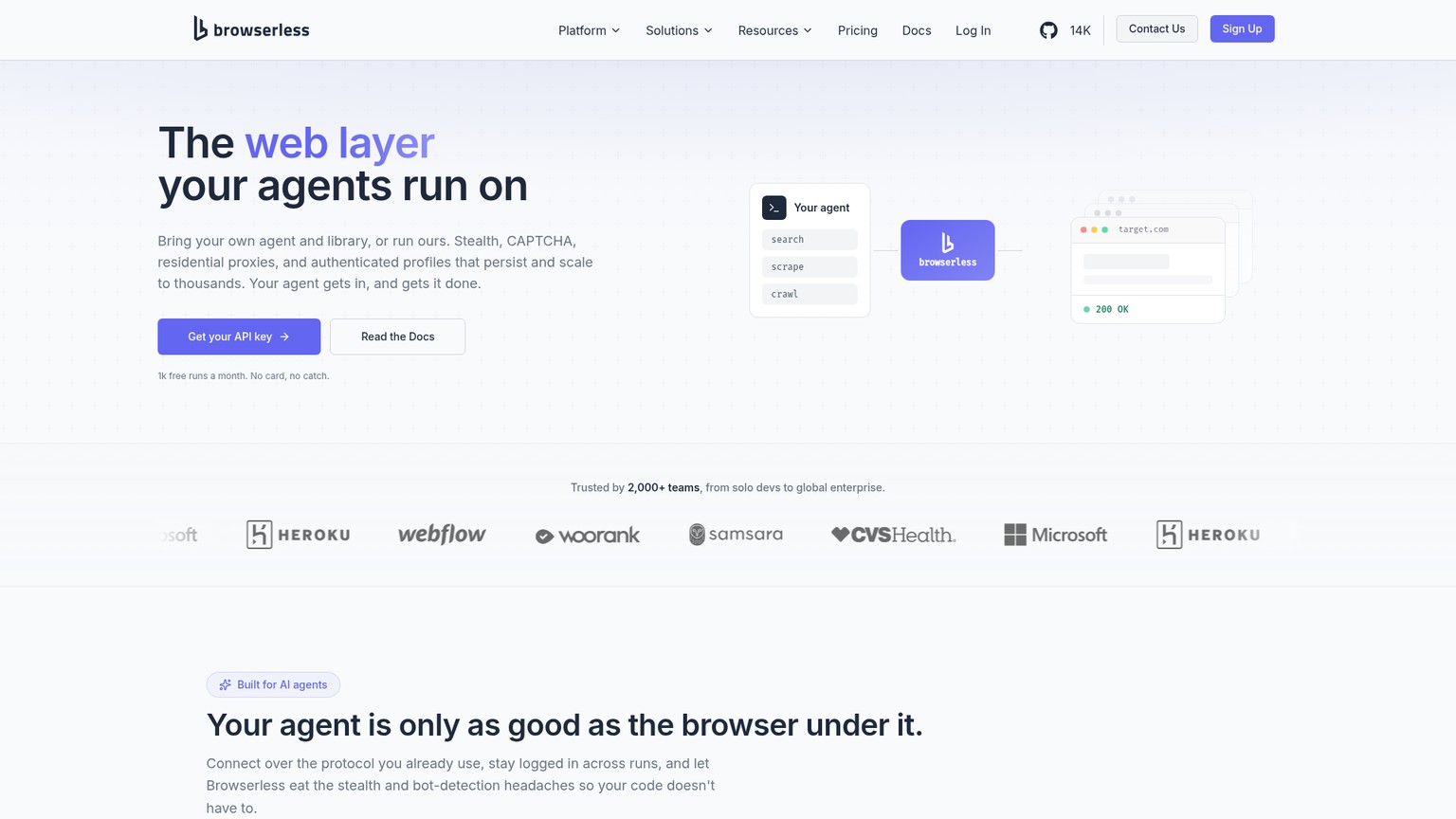 Browserless cloud browser console