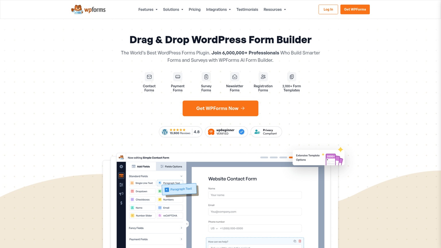 WPForms WordPress form builder pricing and features