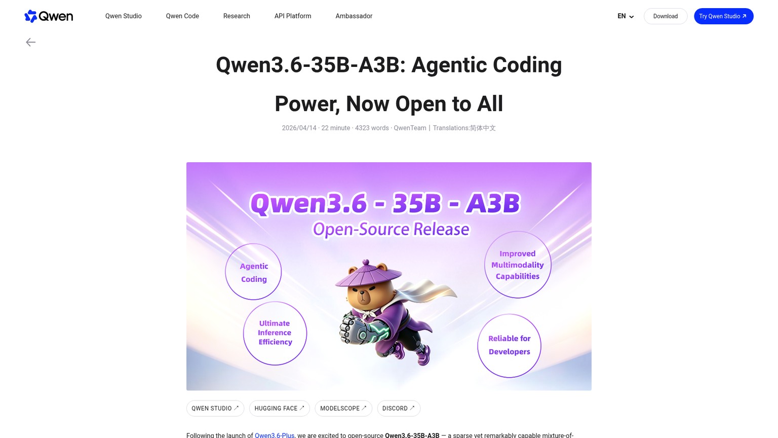 Official Qwen3.6-35B-A3B release page