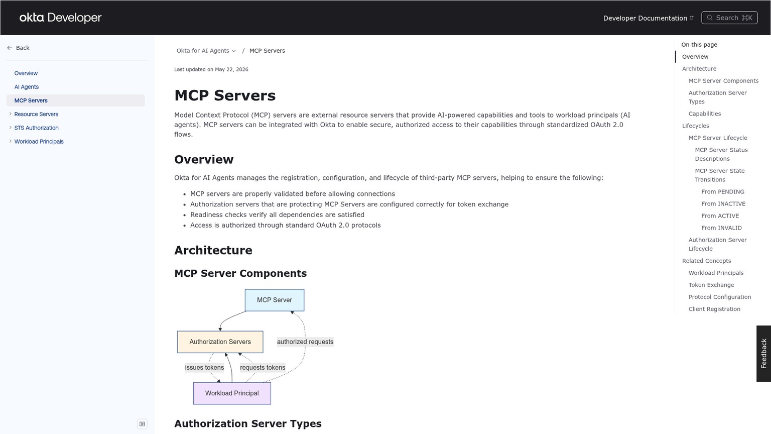 Okta documentation for securing AI MCP servers