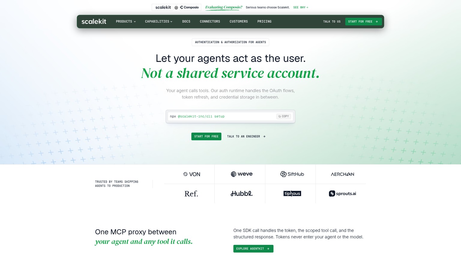 Scalekit MCP authentication and credential management product page