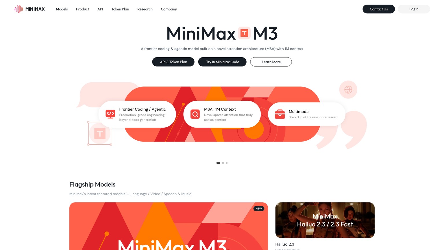 MiniMax platform homepage