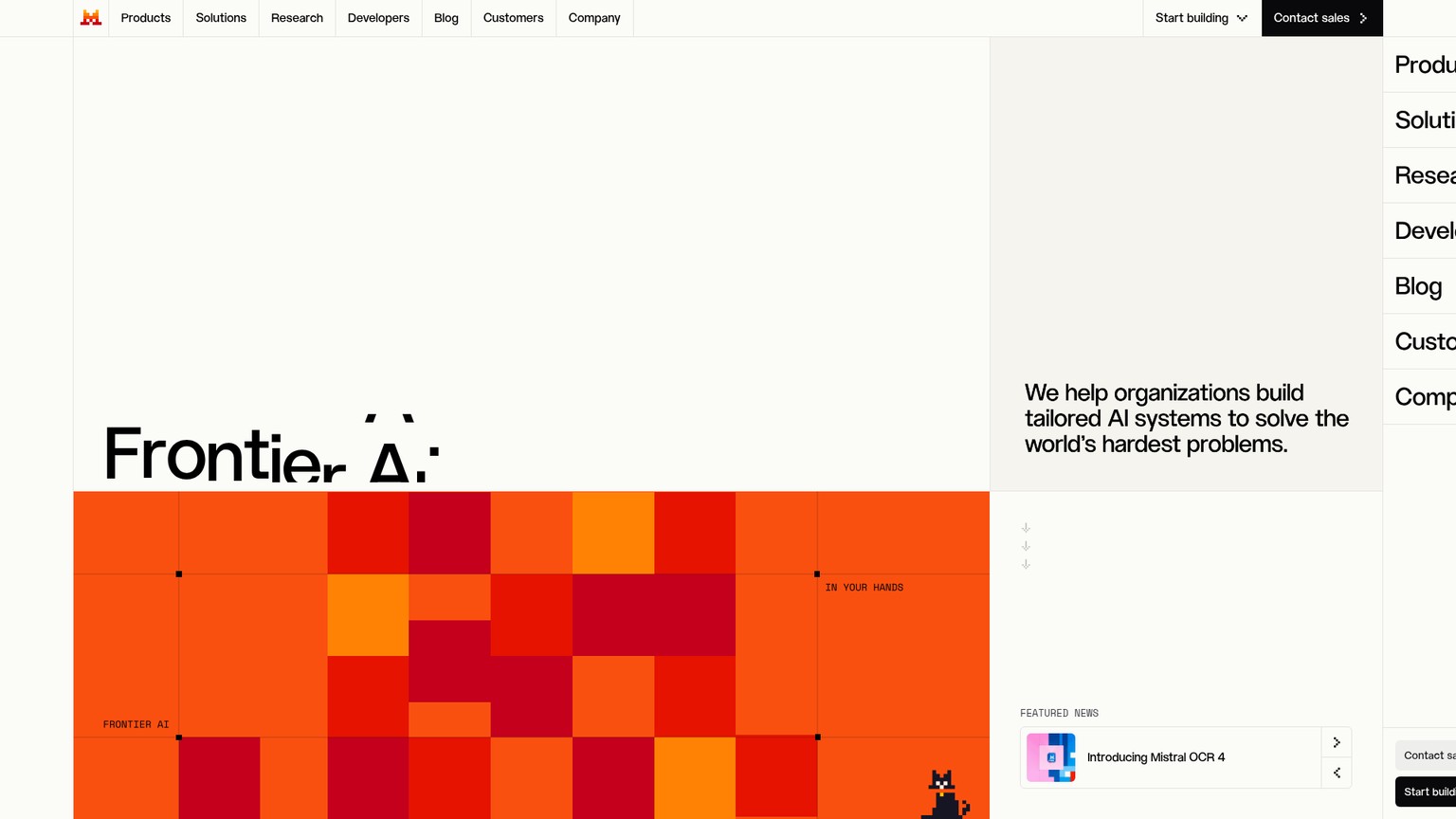 Mistral AI homepage
