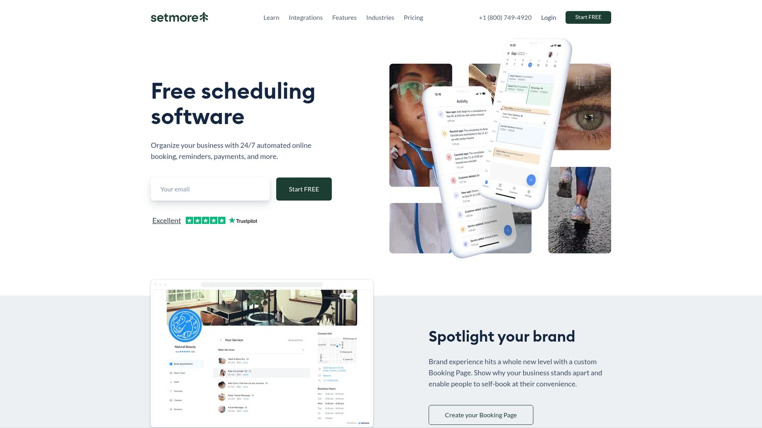 Setmore appointment scheduling homepage