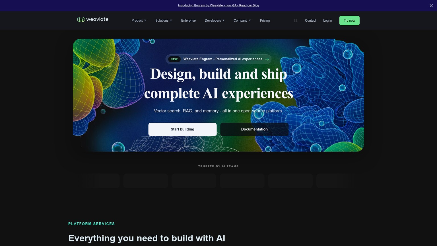 Weaviate AI database product page