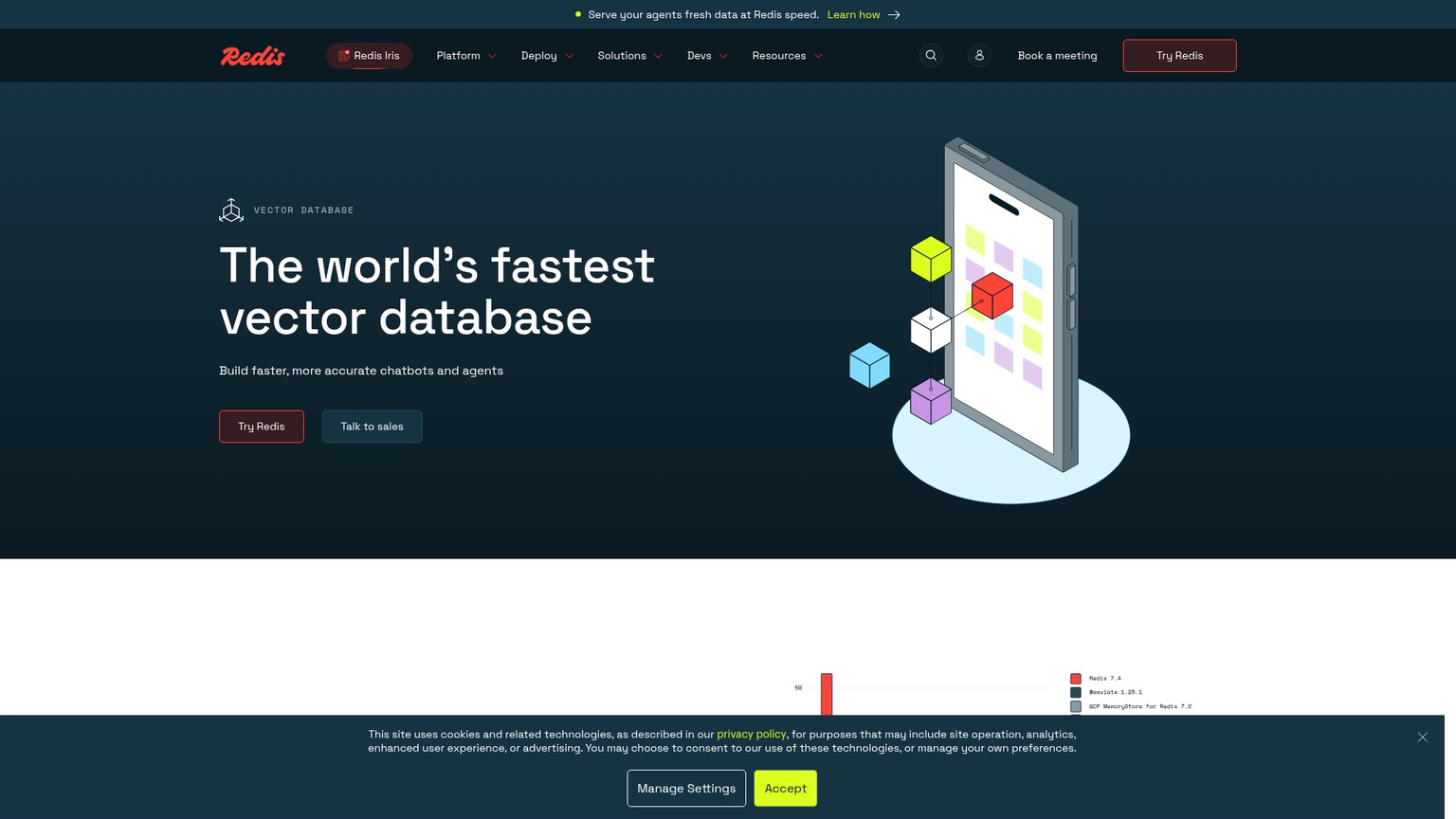 Redis vector database solution page