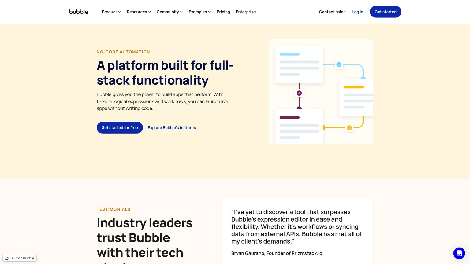 Bubble logic page showing visual workflows and expressions