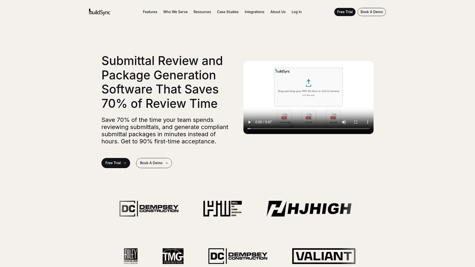 BuildSync construction submittal review homepage