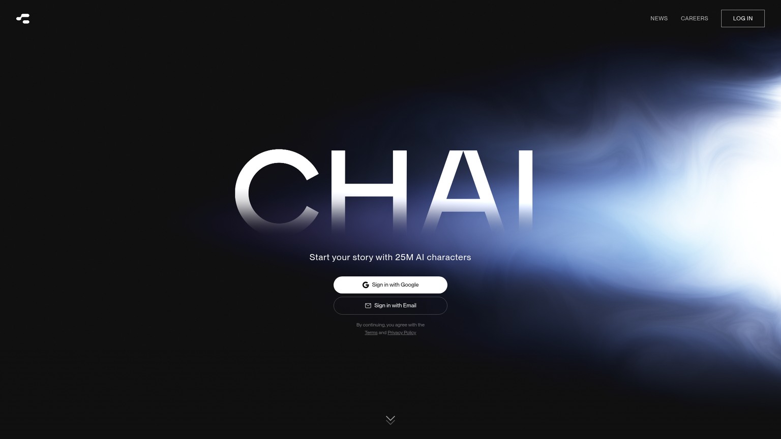 الصفحة الرئيسية لشخصيات مجتمع Chai المدعومة بالذكاء الاصطناعي