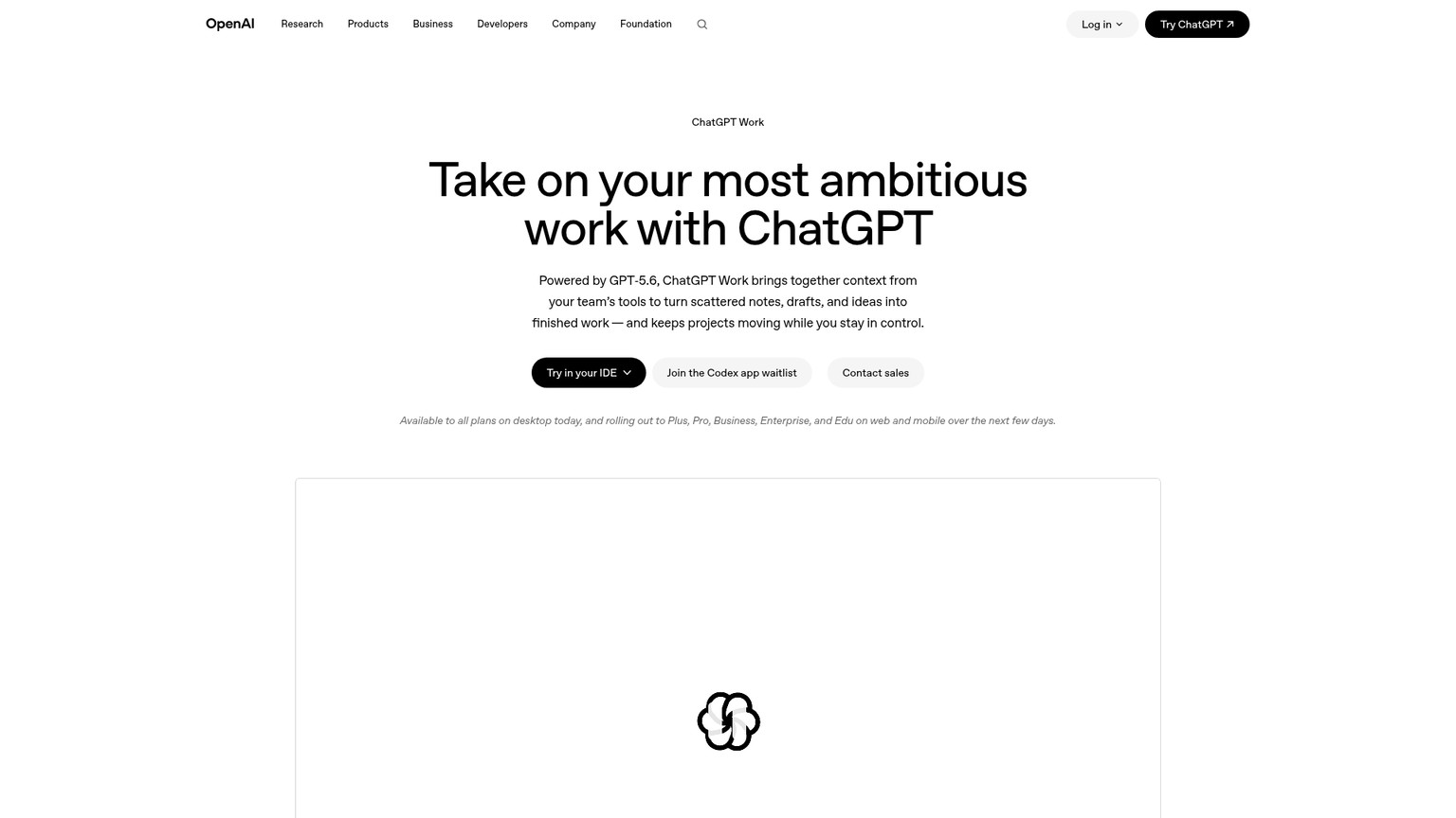 ChatGPT Work product page