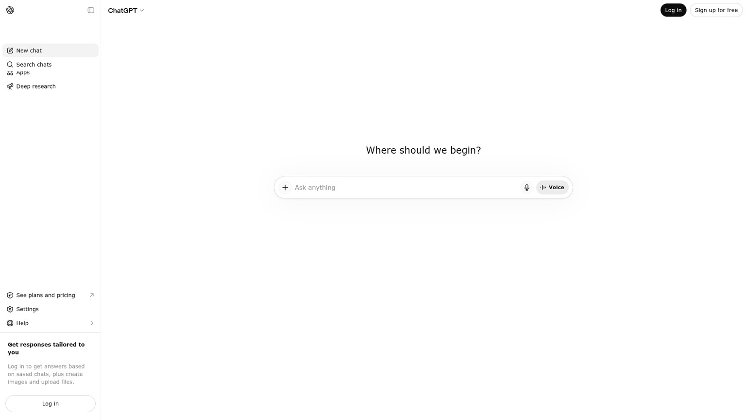 ChatGPT web interface