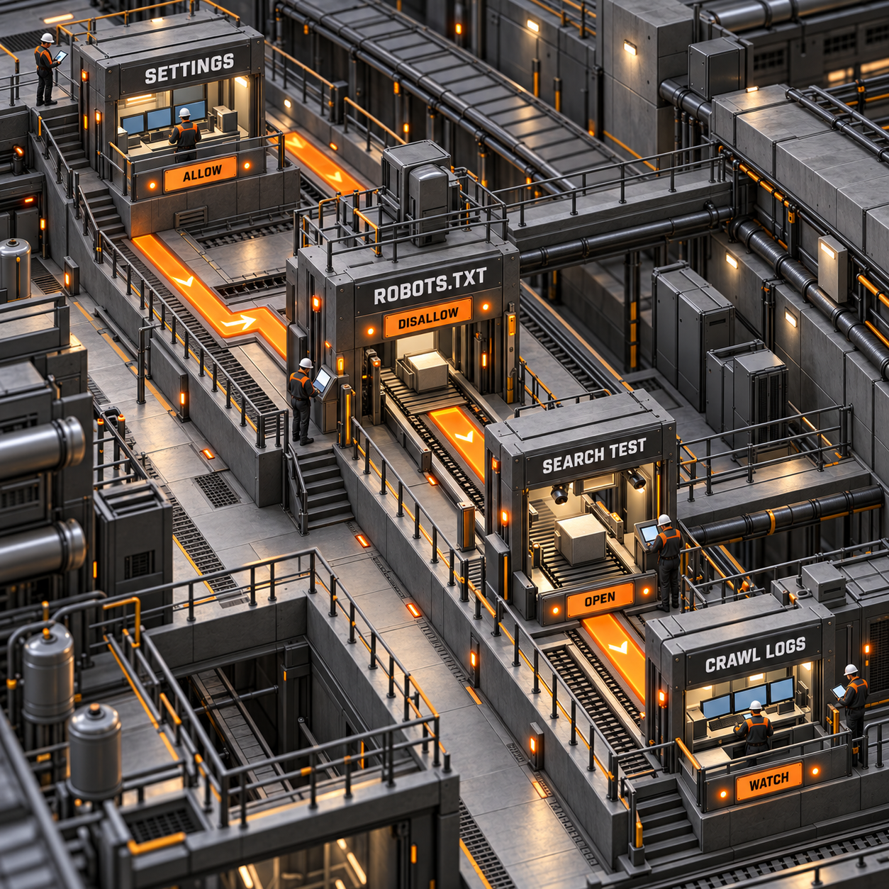 Four-stage architectural verification flow from Cloudflare settings to crawler logs