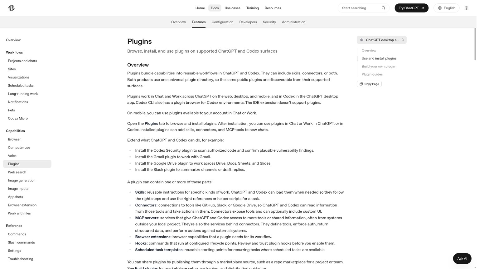 Codex CLI plugin browser showing installed plugins and marketplace sources