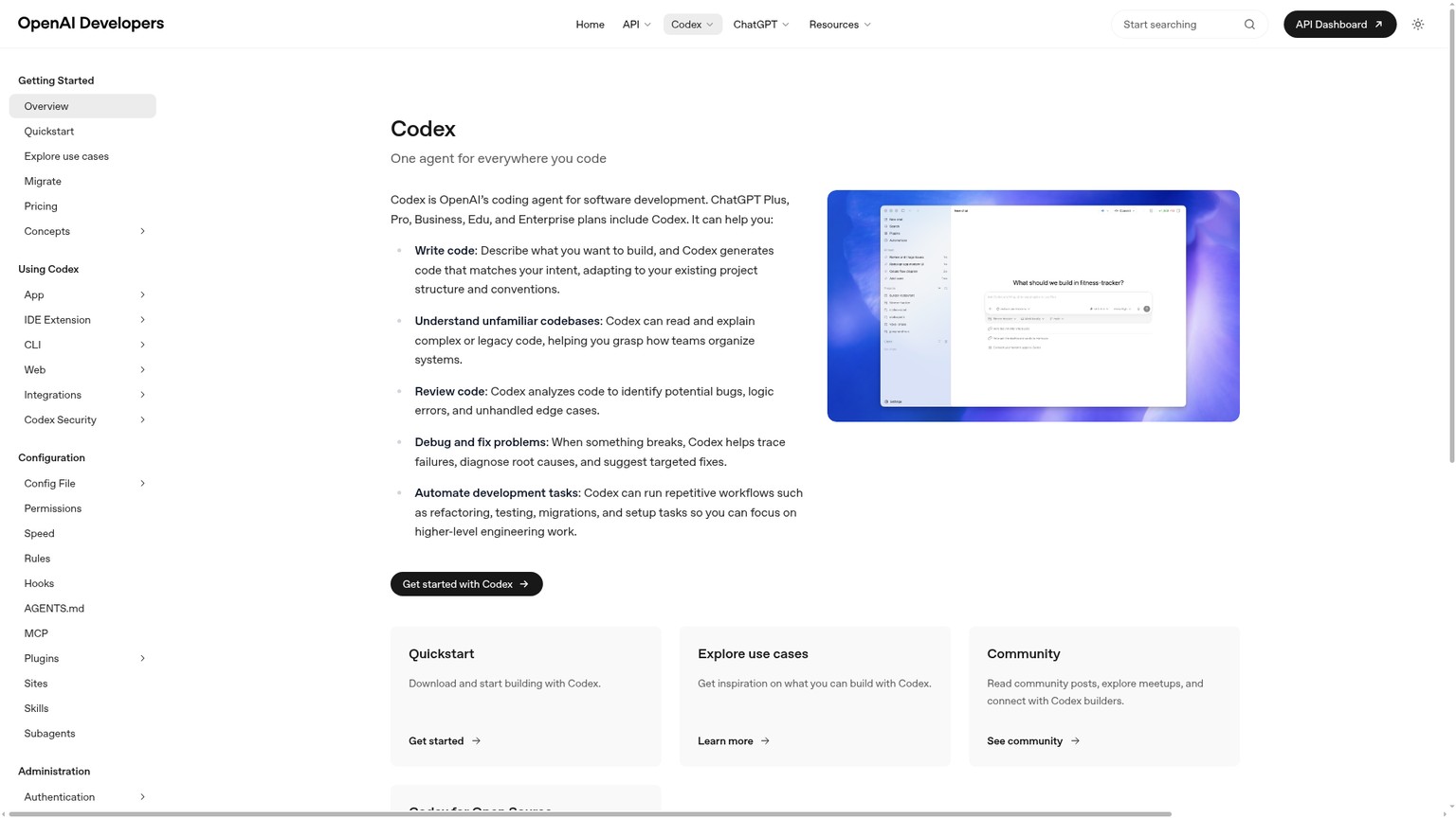 OpenAI Codex developer page
