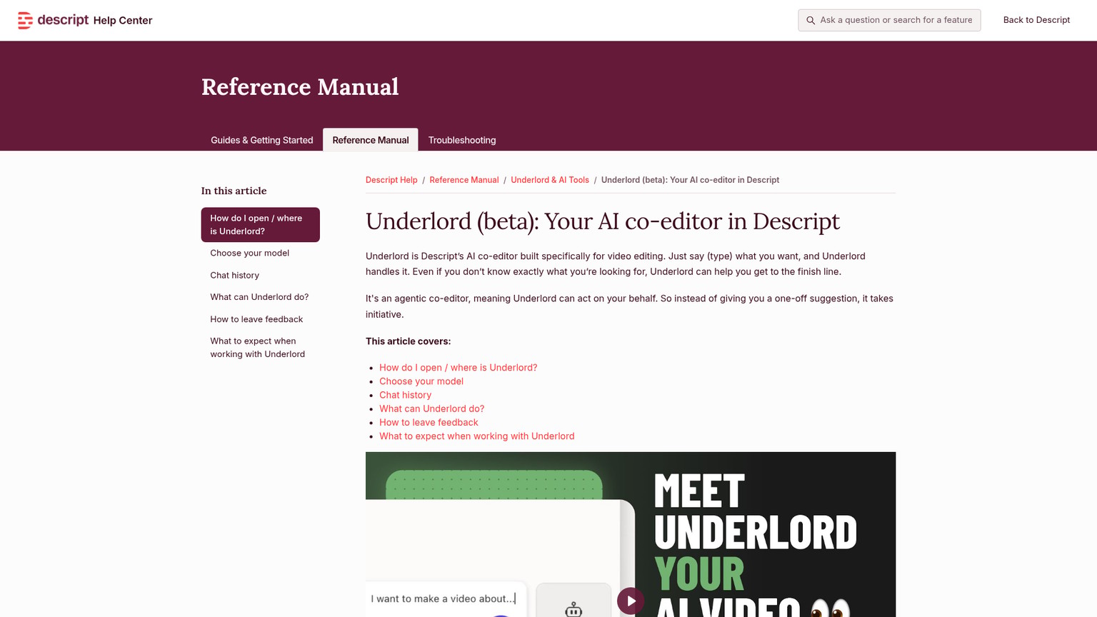 Descript Underlord public co-editor guide